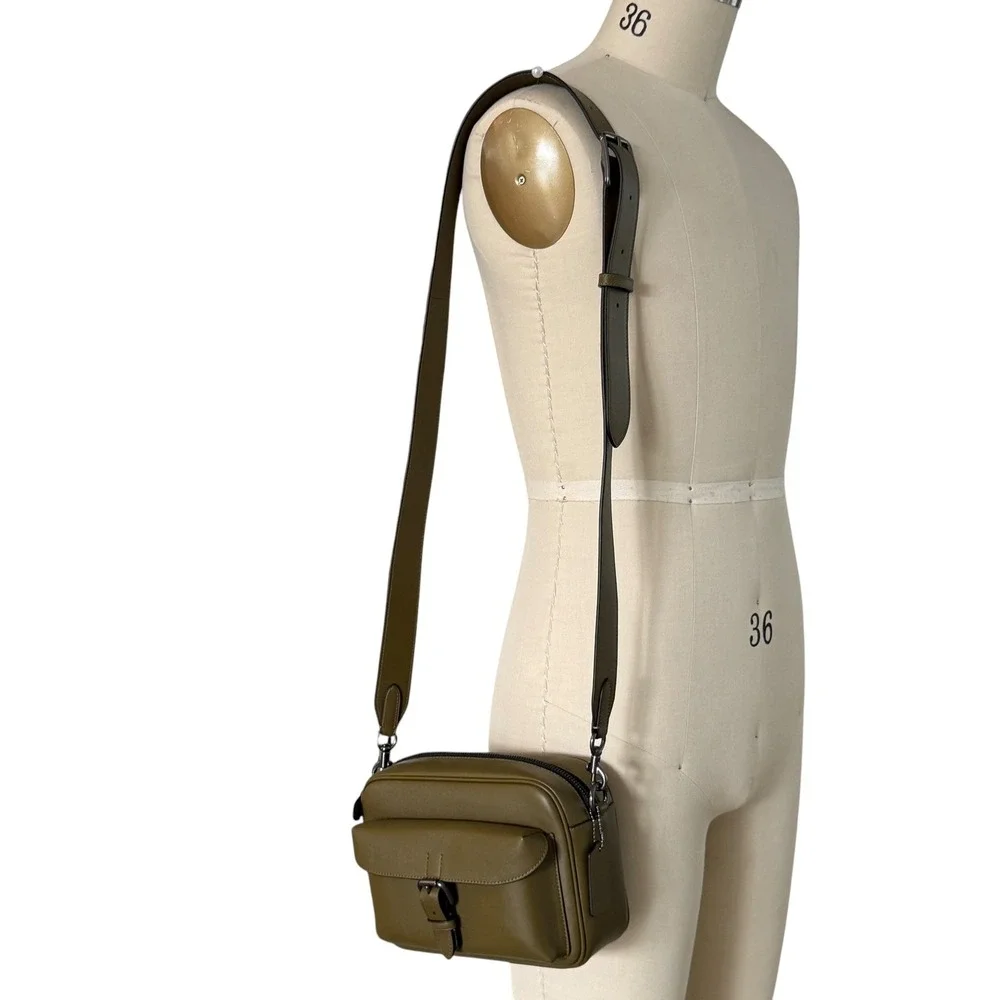 Coach Olive Green Glovetanned Leather Crossbody Bag Gunmetal Hardware
